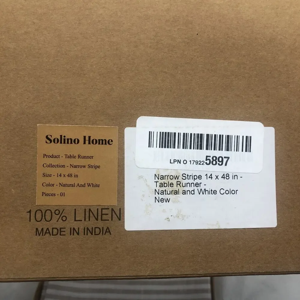 Solino Home Farmhouse Linen Table Runners Natural & White 14